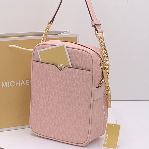 MICHAEL KORS Jet Set Travel Medium Logo Crossbody Bag DARK POWDER BLUSH COLOR - Picture 3 of 16